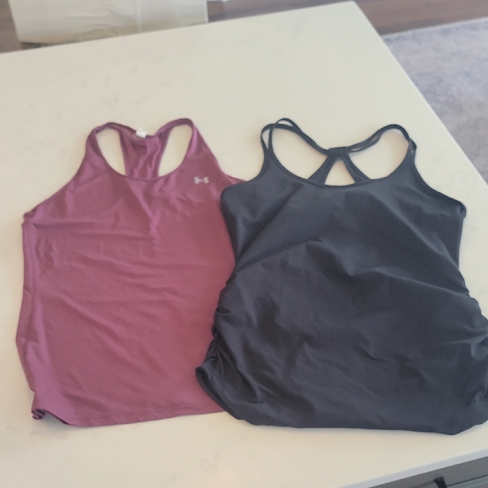 Under Armour Women's Racerback Tank Tops - Black and Purple
